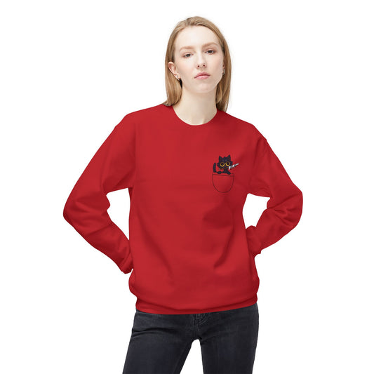 Adults BLACK CAT Fleece Crewneck Sweatshirt