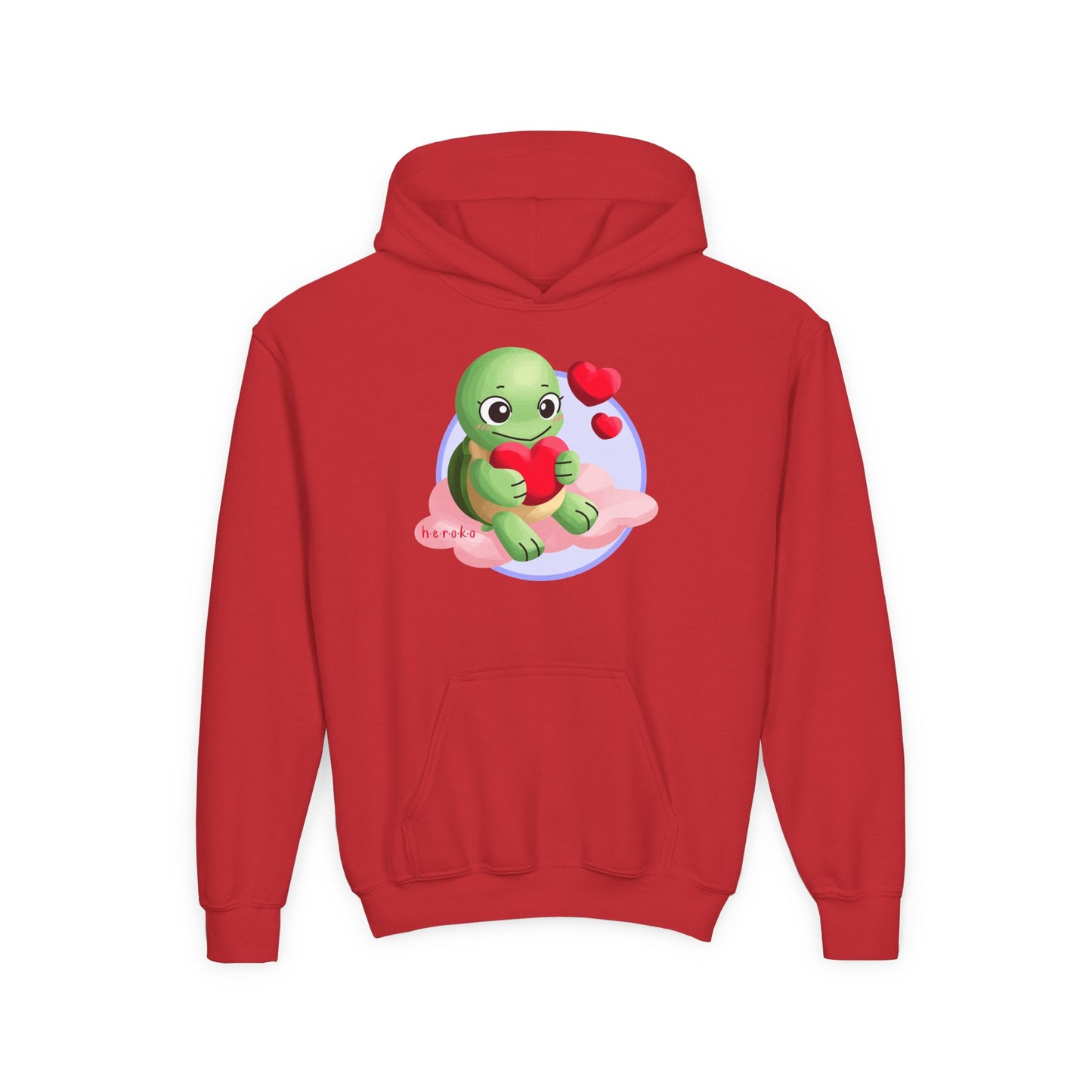 Kids Hoodie - Cute Turtle Valentine's Day Design