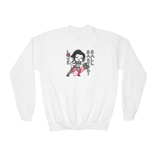 Youth GIRLS LOVE BASKETBALL Crewneck Sweatshirt