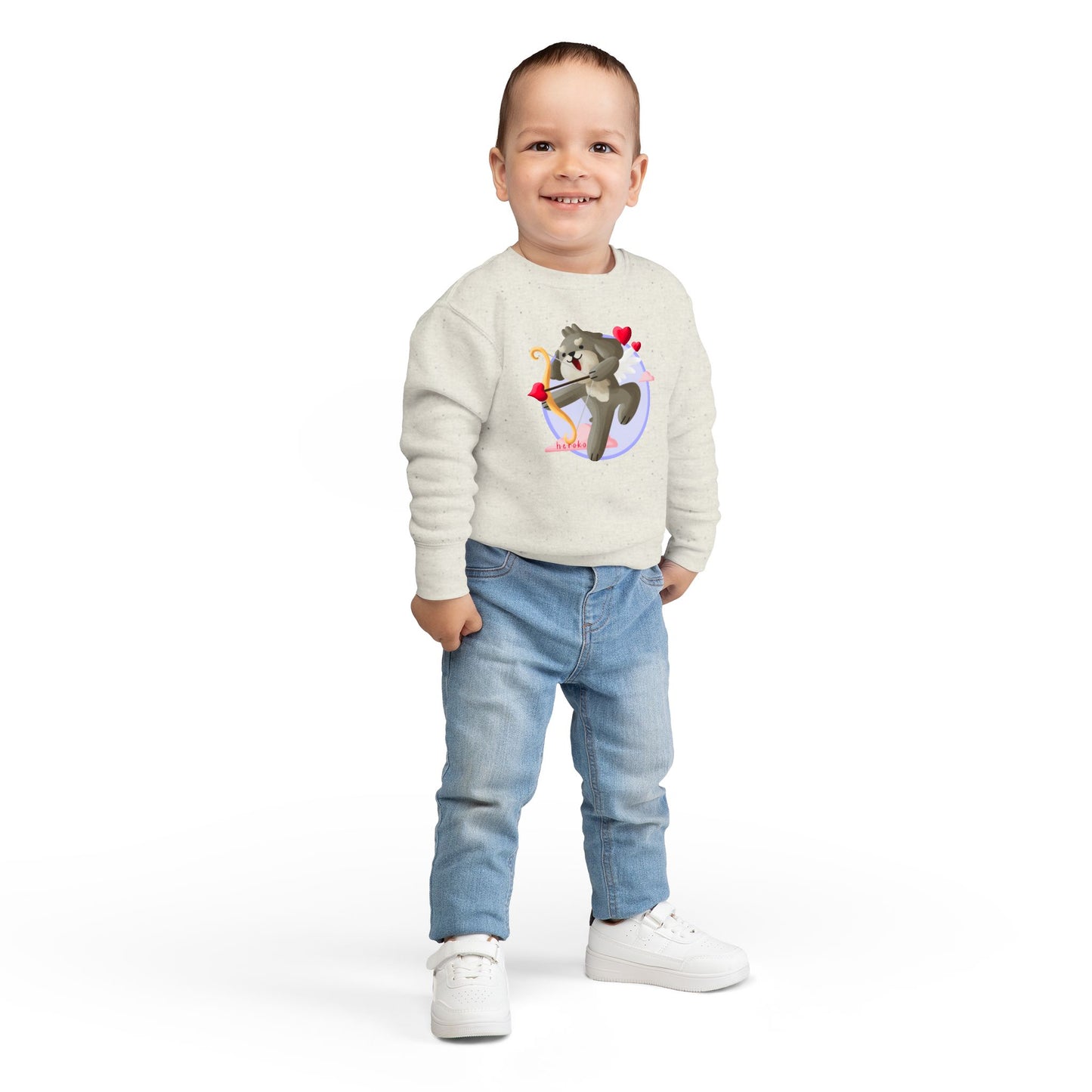 Toddler Sweatshirt  - Cute Dog Valentine's Day Design