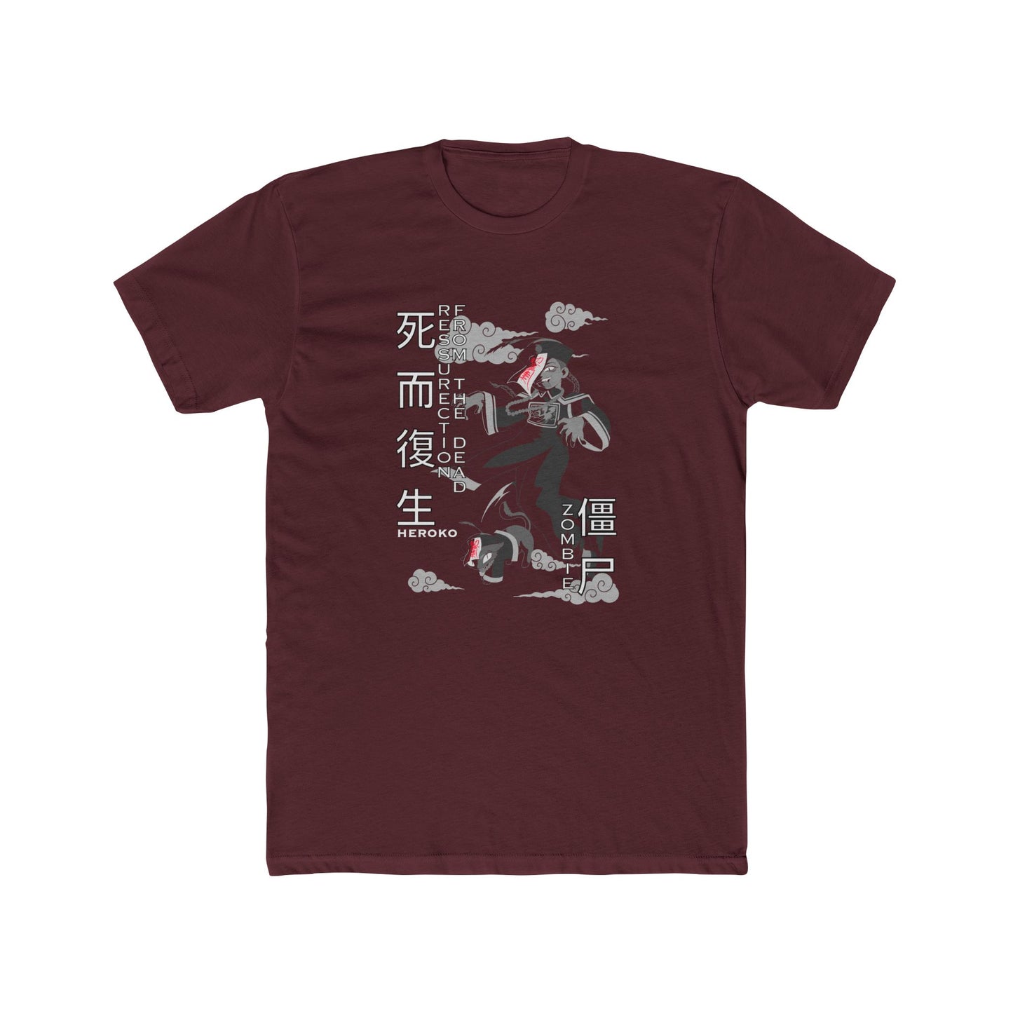 Spooky Unisex Tee, Chinese Ancient Zombies B&W Design