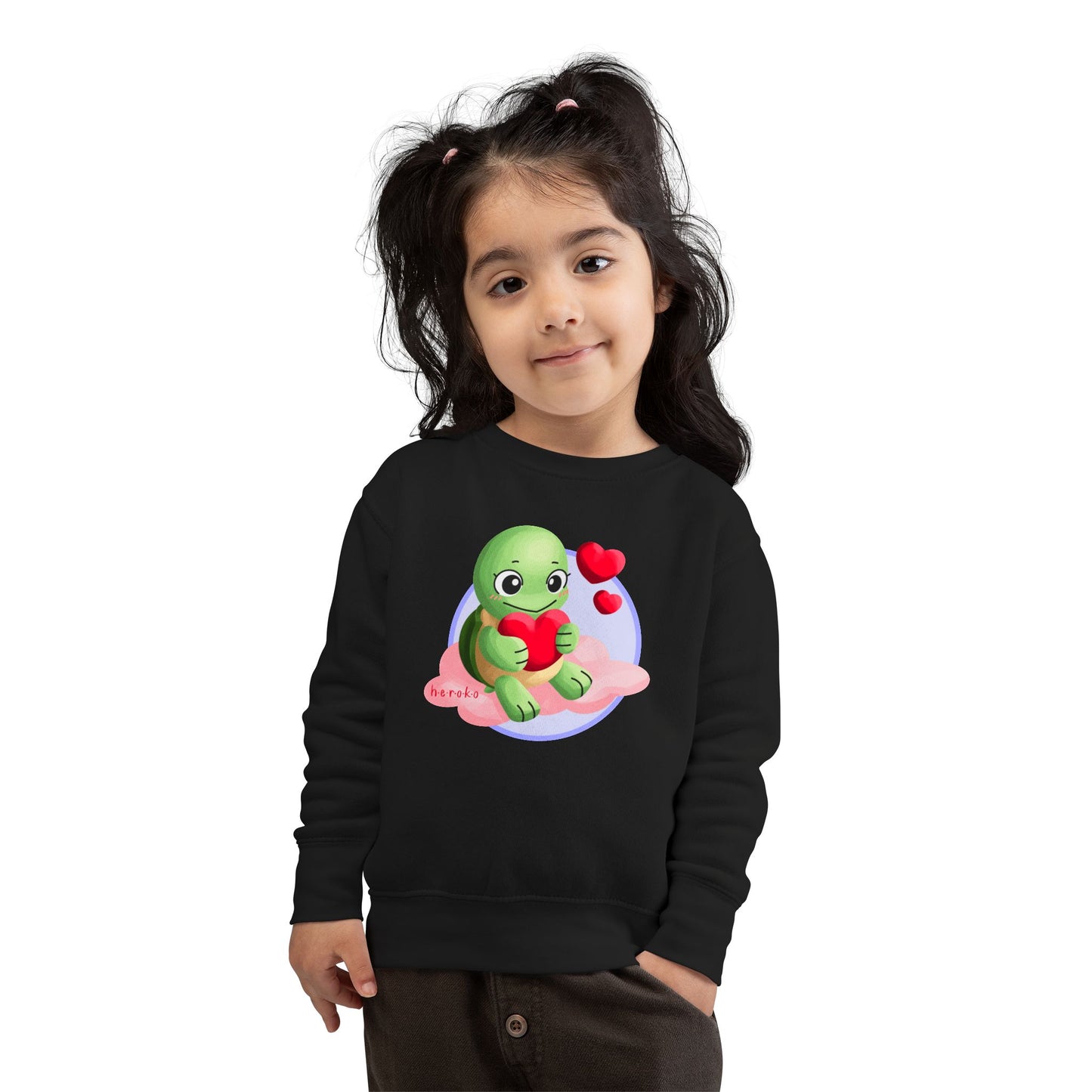 Toddler Sweatshirt  - Cute Turtle Valentine's Day Design