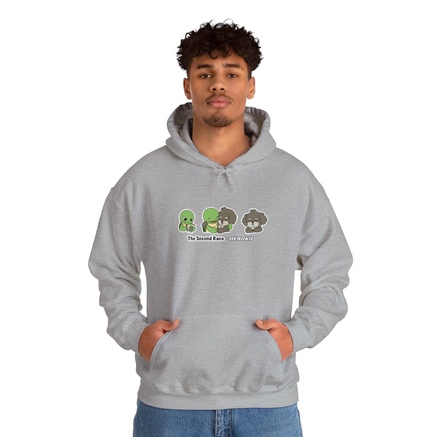 Adults Hoodie 'The Second Race' Turtle and Puppy Trio Sweatshirt