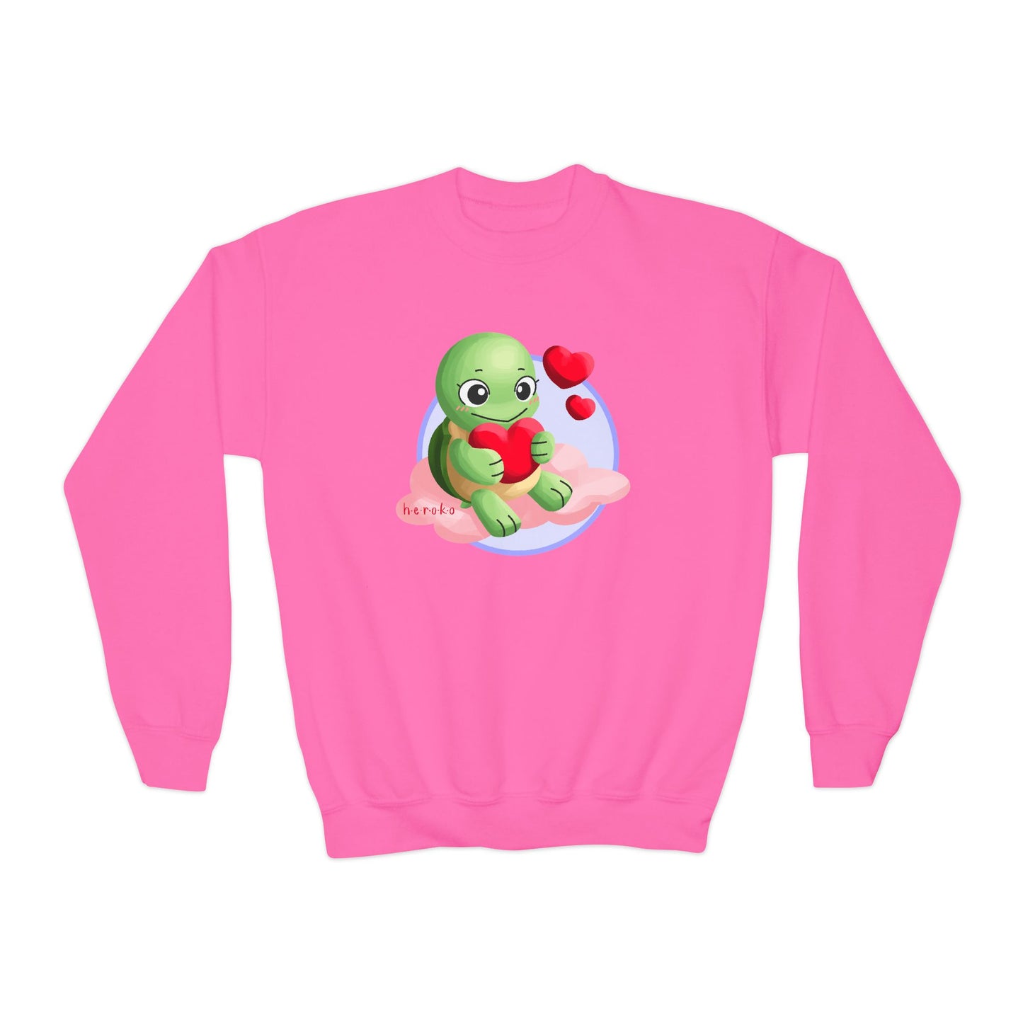 Kids Crewneck Sweatshirt  - Cute Turtle Valentine's Day Design