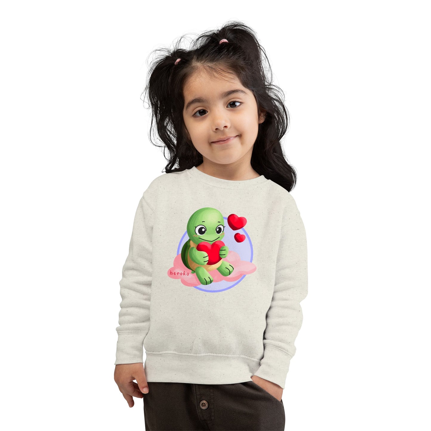 Toddler Sweatshirt  - Cute Turtle Valentine's Day Design