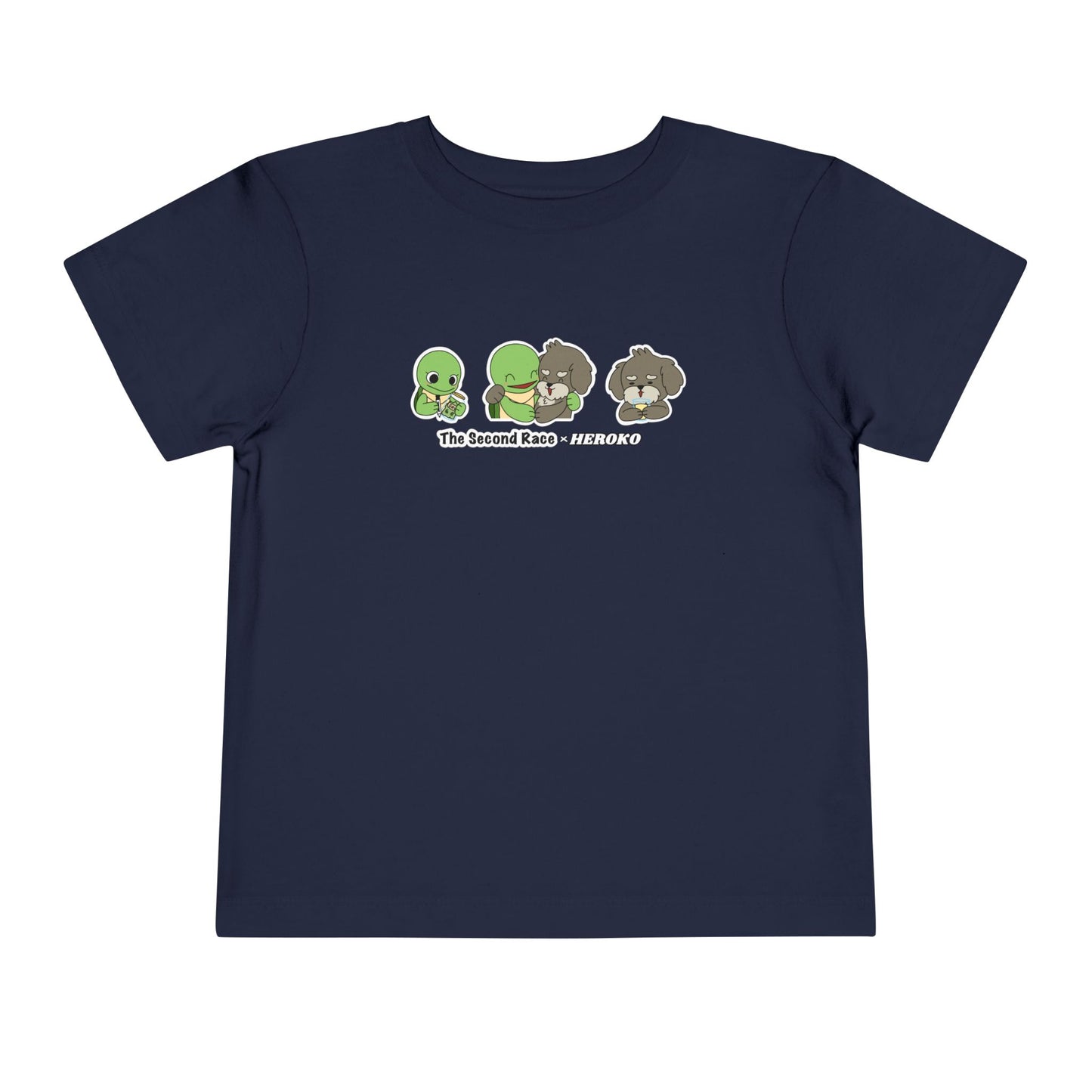 Toddler Tee — Cute Turtle and Dog Character Trio "The Second Race"