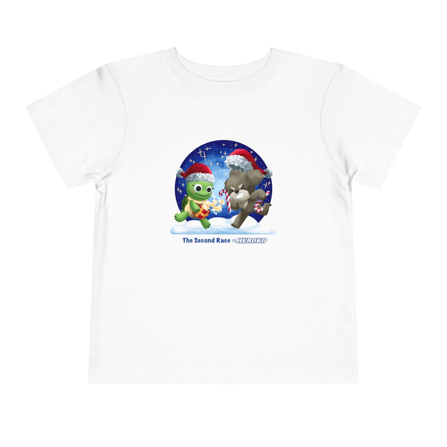 Toddler Tee - Cute Christmas Turtle & Puppy in a Snow Globe Holiday Design