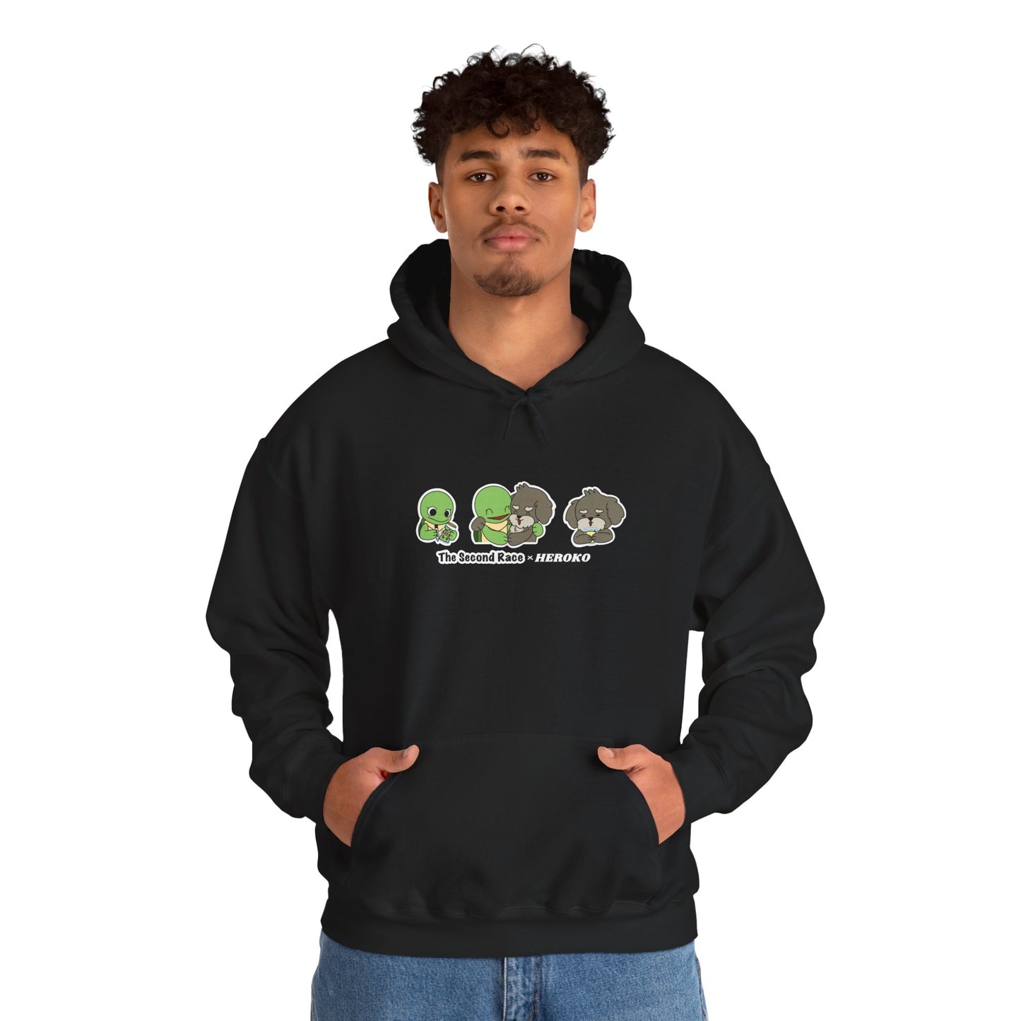 Adults Hoodie 'The Second Race' Turtle and Puppy Trio Sweatshirt
