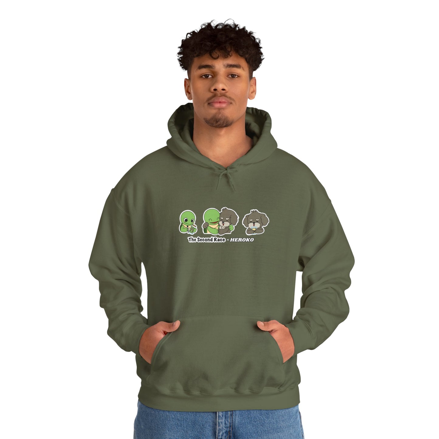 Adults Hoodie 'The Second Race' Turtle and Puppy Trio Sweatshirt