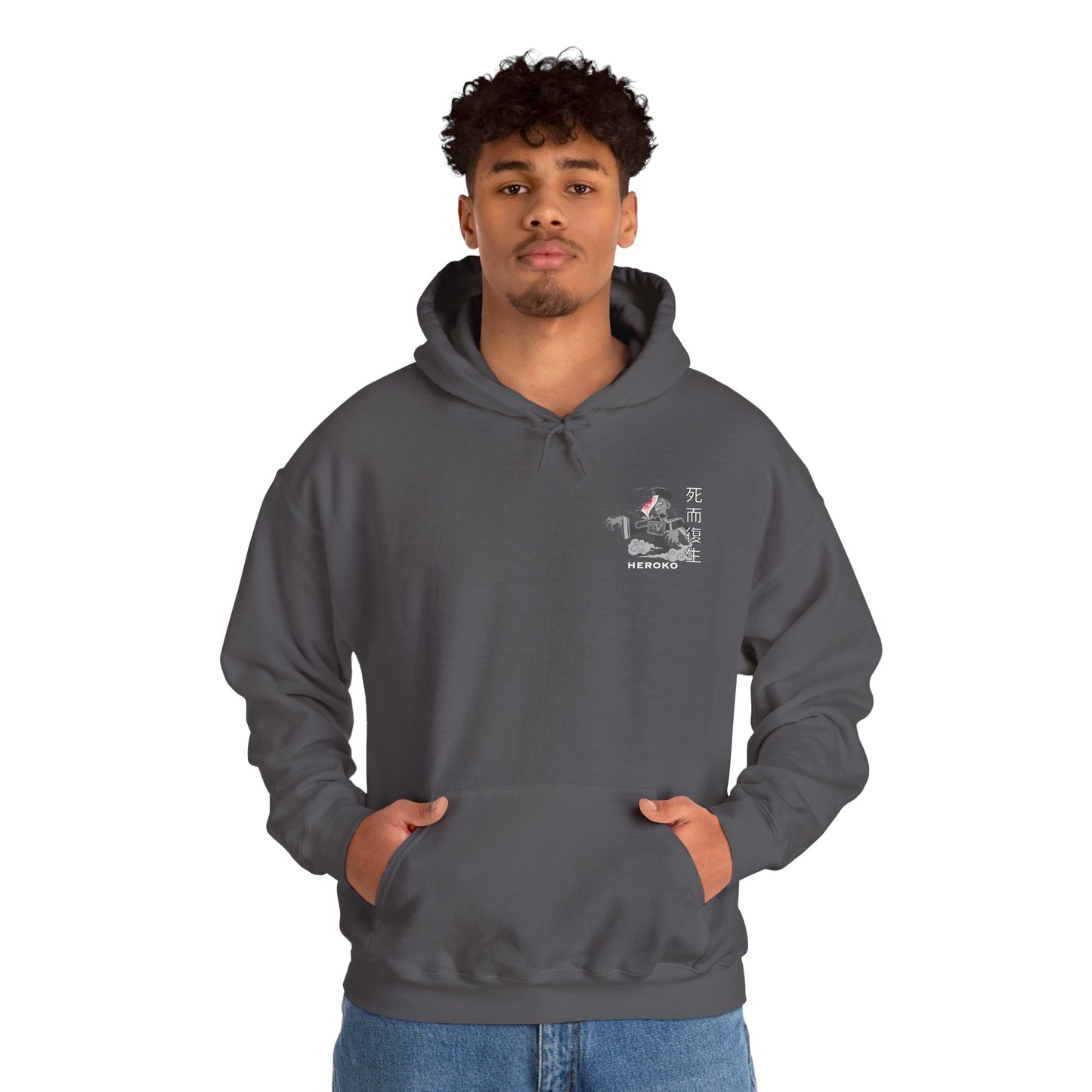 Spooky Unisex Hoodie, Chinese Ancient Zombie B&W Design