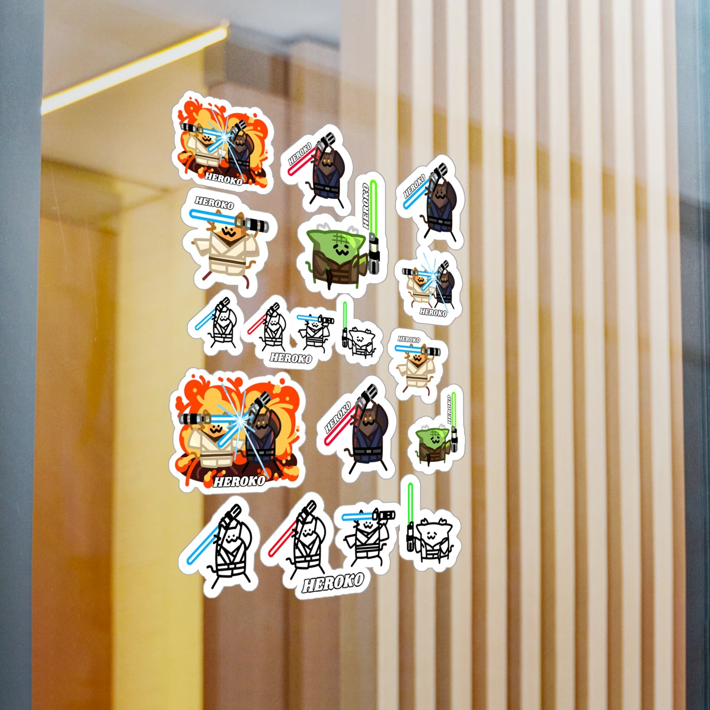 Jedi Cats 18 STICKERS Large Set -Kiss-Cut Vinyl Decals