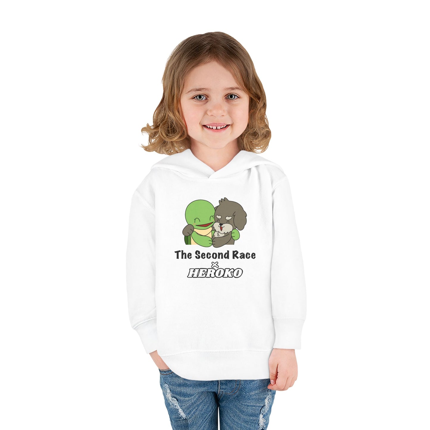 Toddler Hoodie - Cute Turtle & Dog "The Second Race" Fleece Pullover