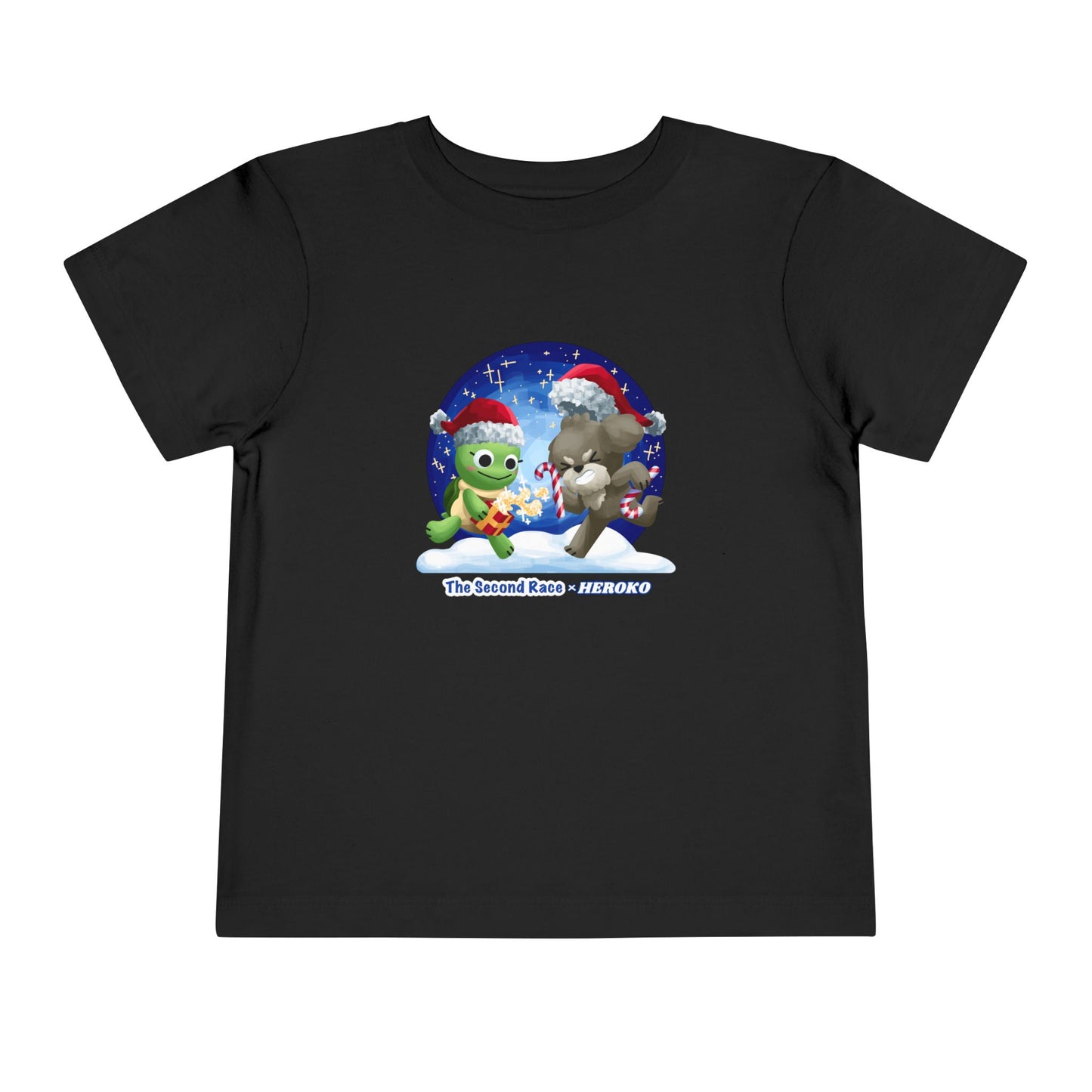 Toddler Tee - Cute Christmas Turtle & Puppy in a Snow Globe Holiday Design