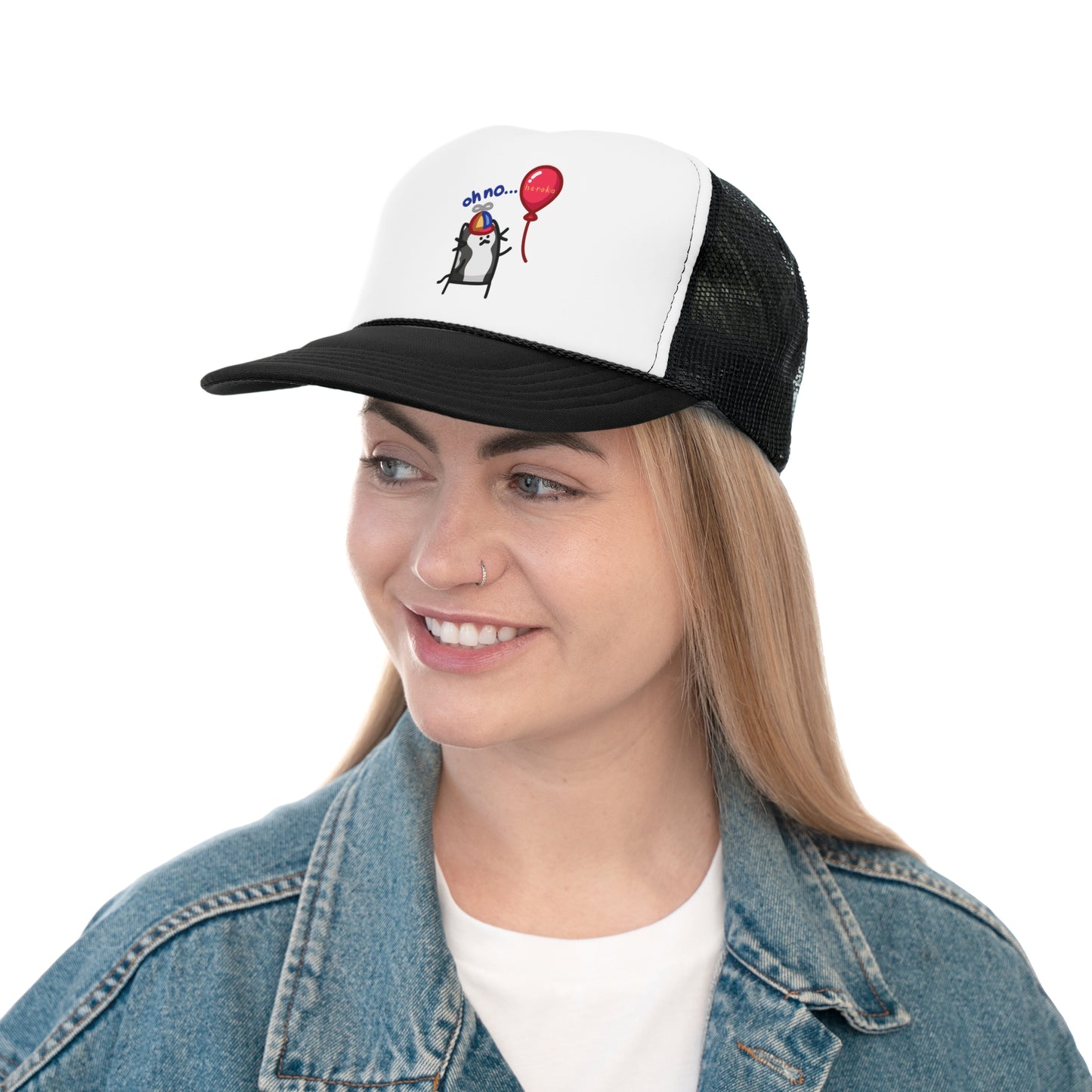 CATS OH NO RED BALLOON Trucker Cap/Hat