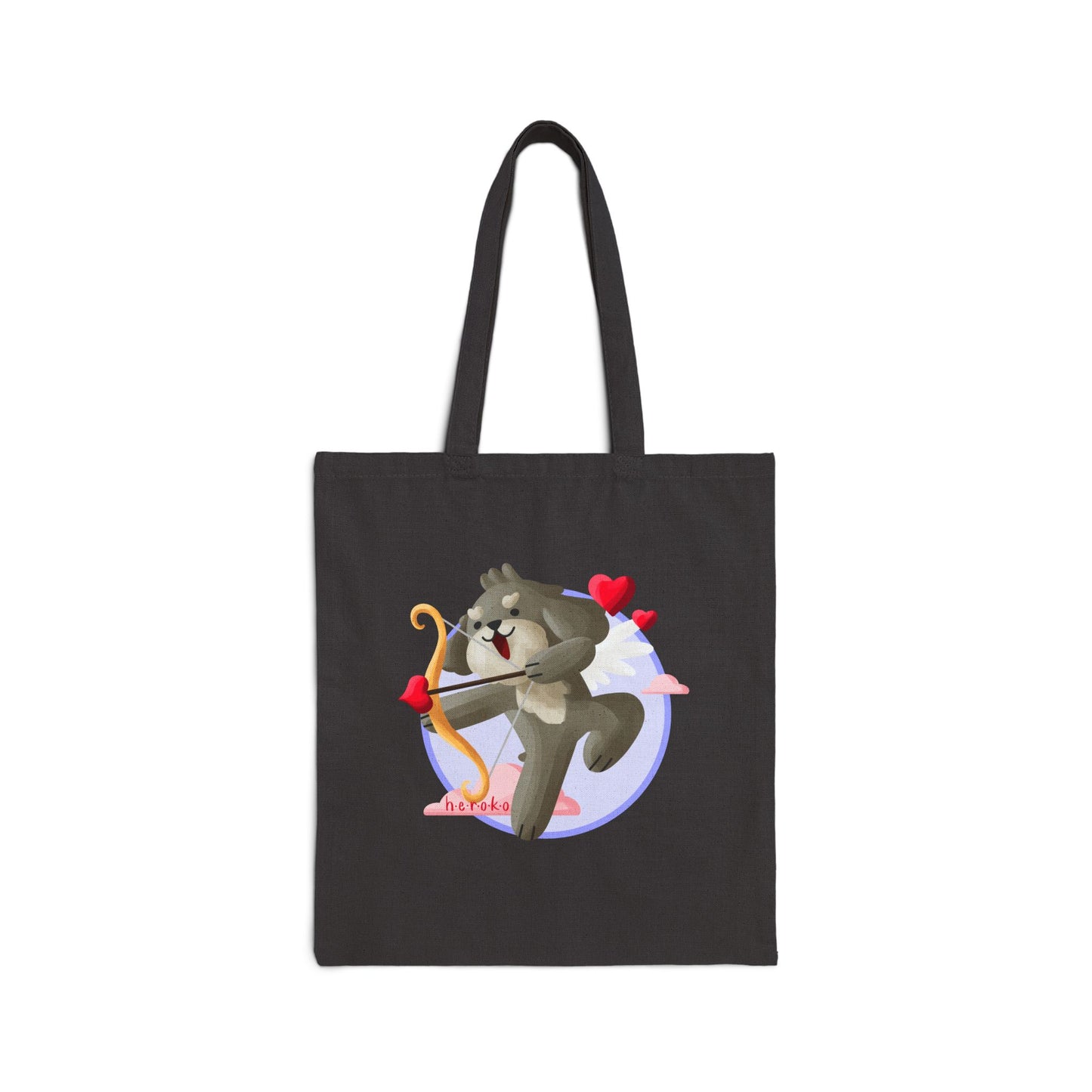 Canvas Tote Bag - Cute Dog Valentine's Day Design