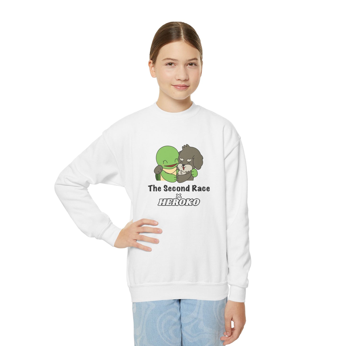 Kids Hugging Turtle & Puppy Crewneck Sweatshirt — The Second Race