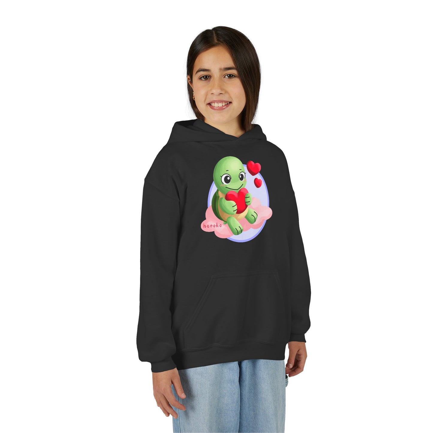 Kids Hoodie - Cute Turtle Valentine's Day Design