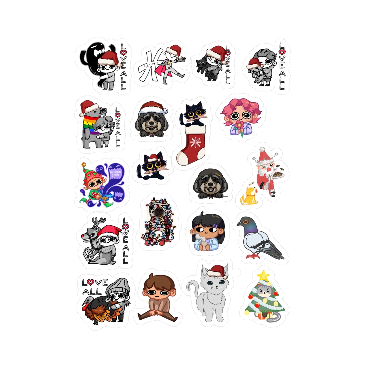 20 STICKERS -XMAS & OTHER DESIGNS SET#4 Kiss-Cut Vinyl Decals