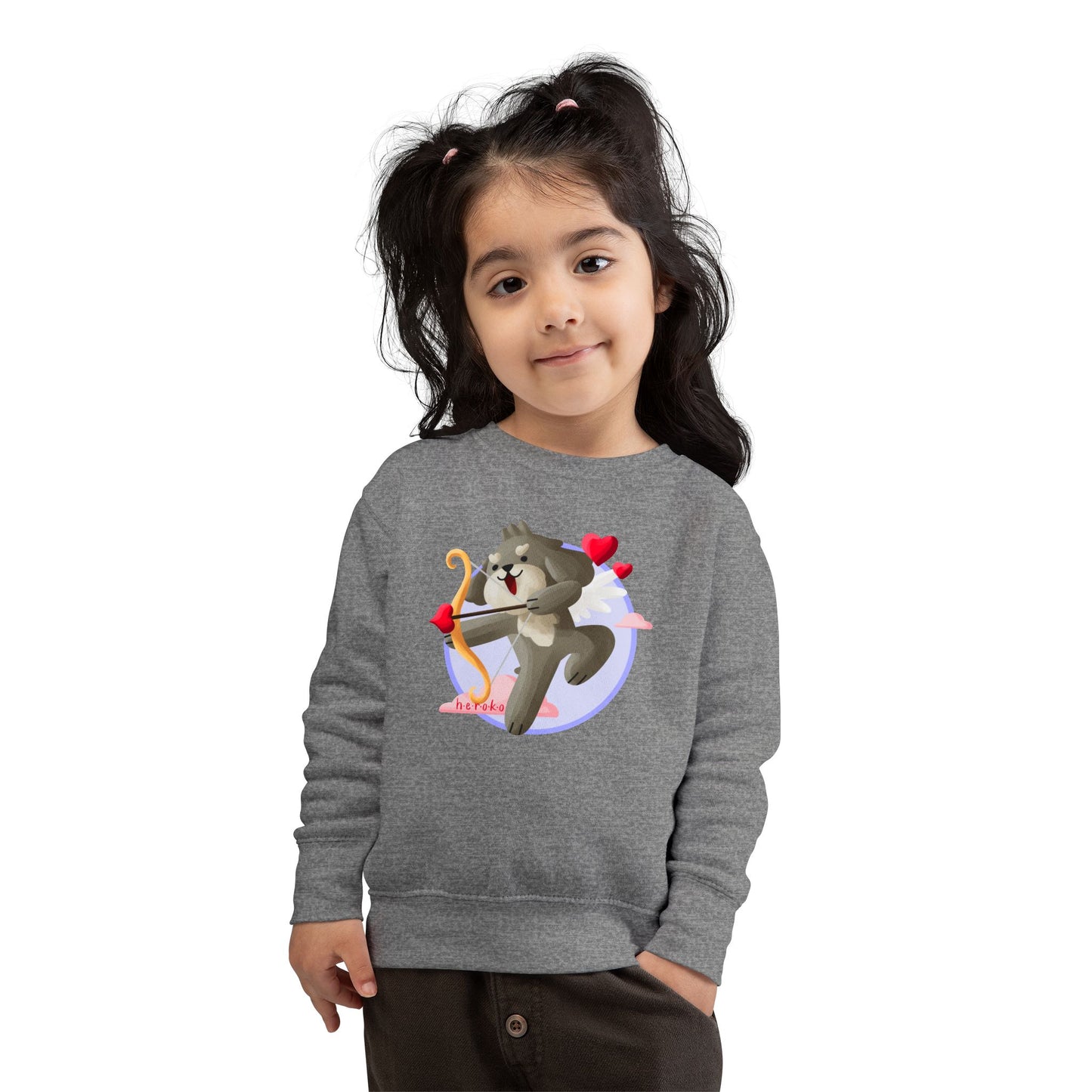 Toddler Sweatshirt  - Cute Dog Valentine's Day Design