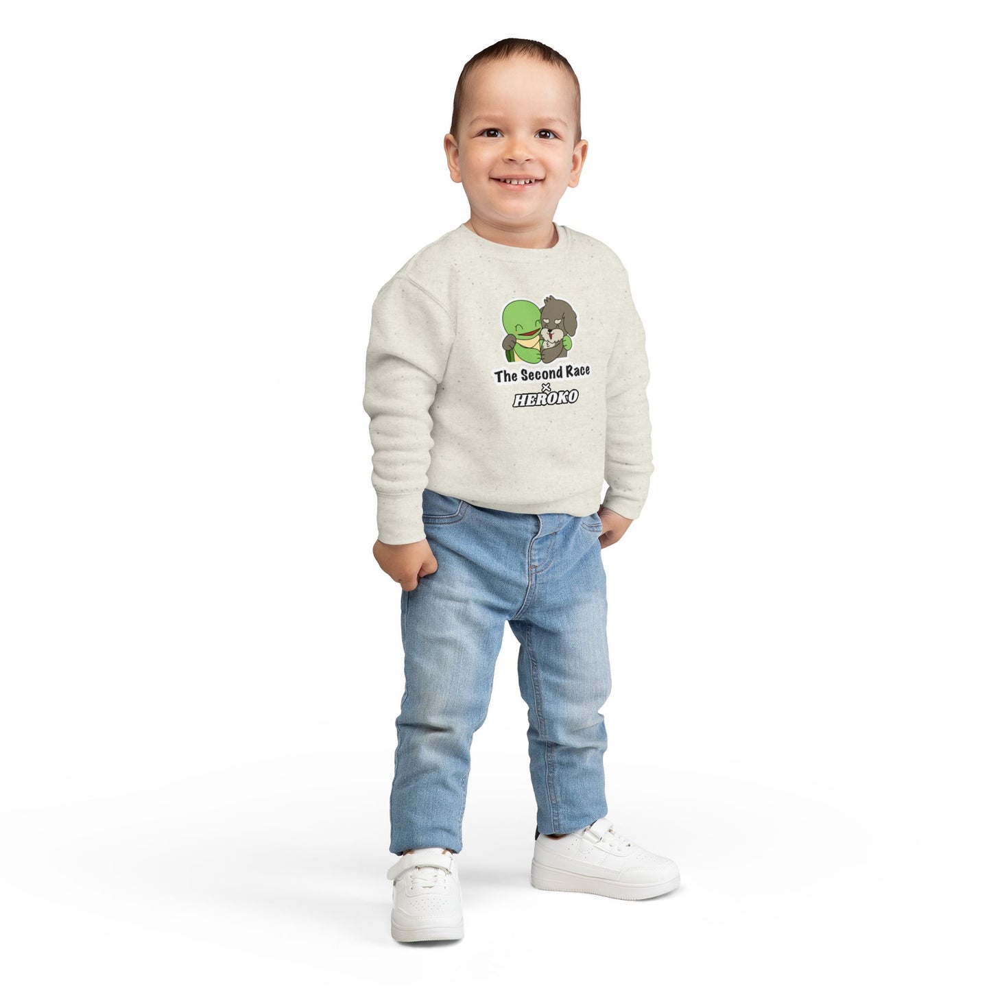 Toddler Sweatshirt - ‘The Second Race x Heroko’ Cute Turtle & Pup Kids Crewneck