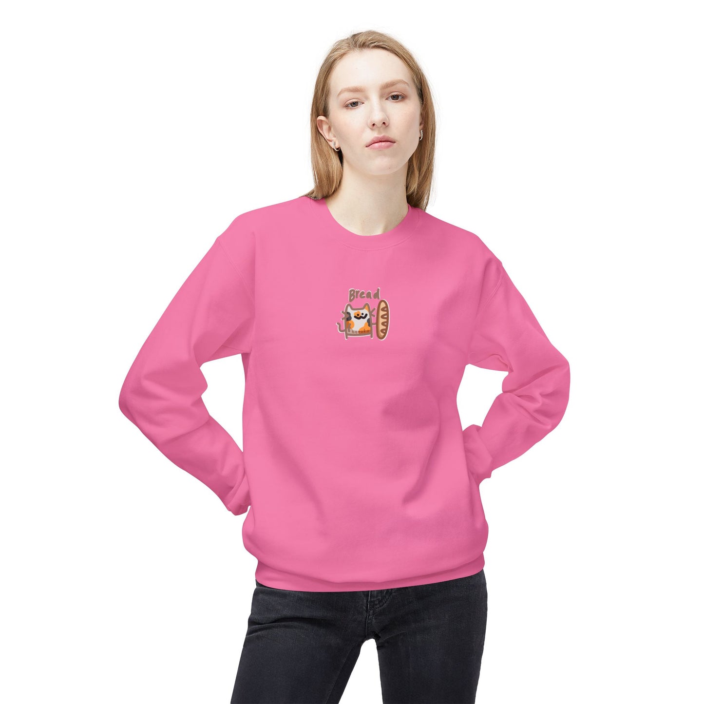 Adults CATS BREAD Fleece Crewneck Sweatshirt