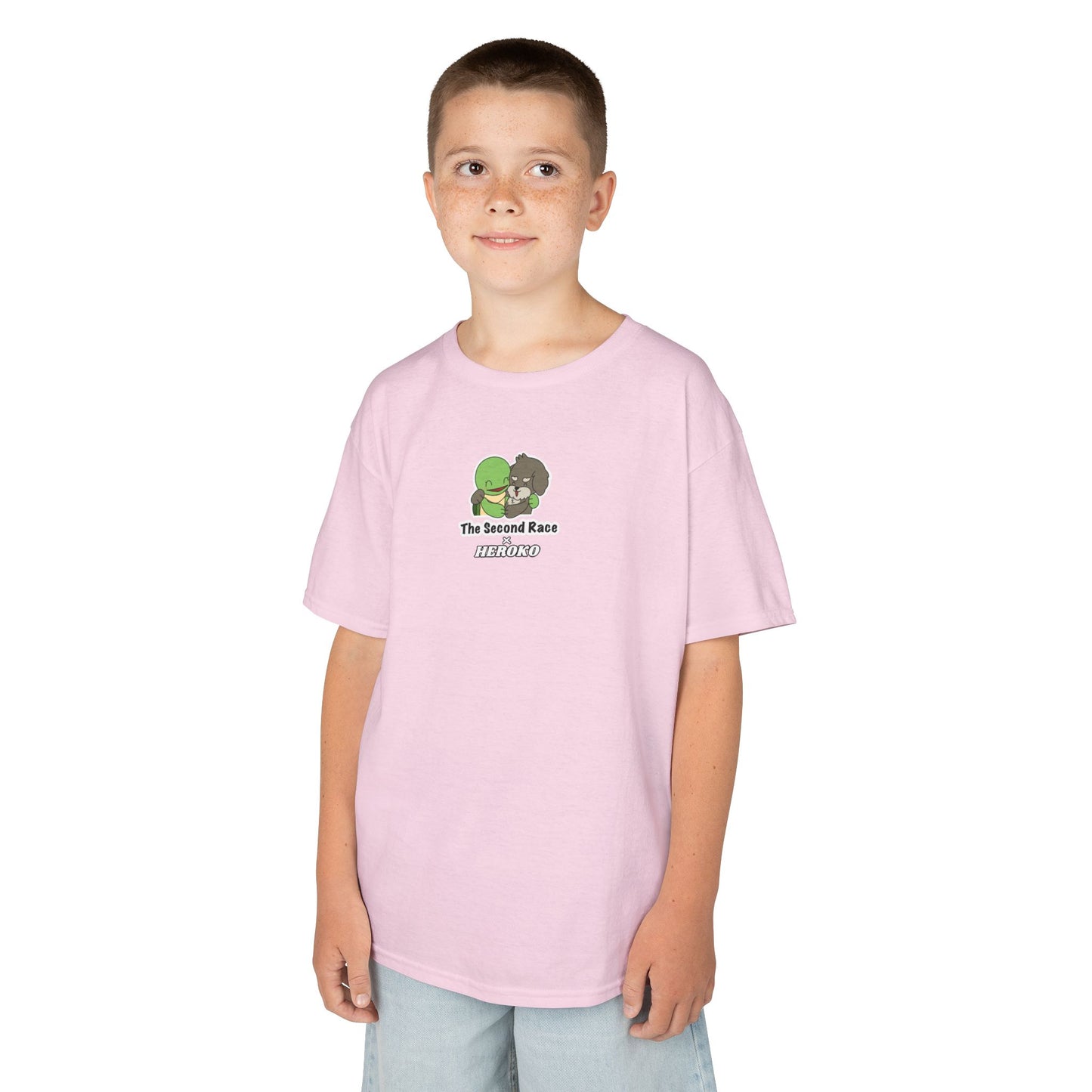 Kids Tee -"The Second Race" Cute Turtle and Puppy Graphic Tee