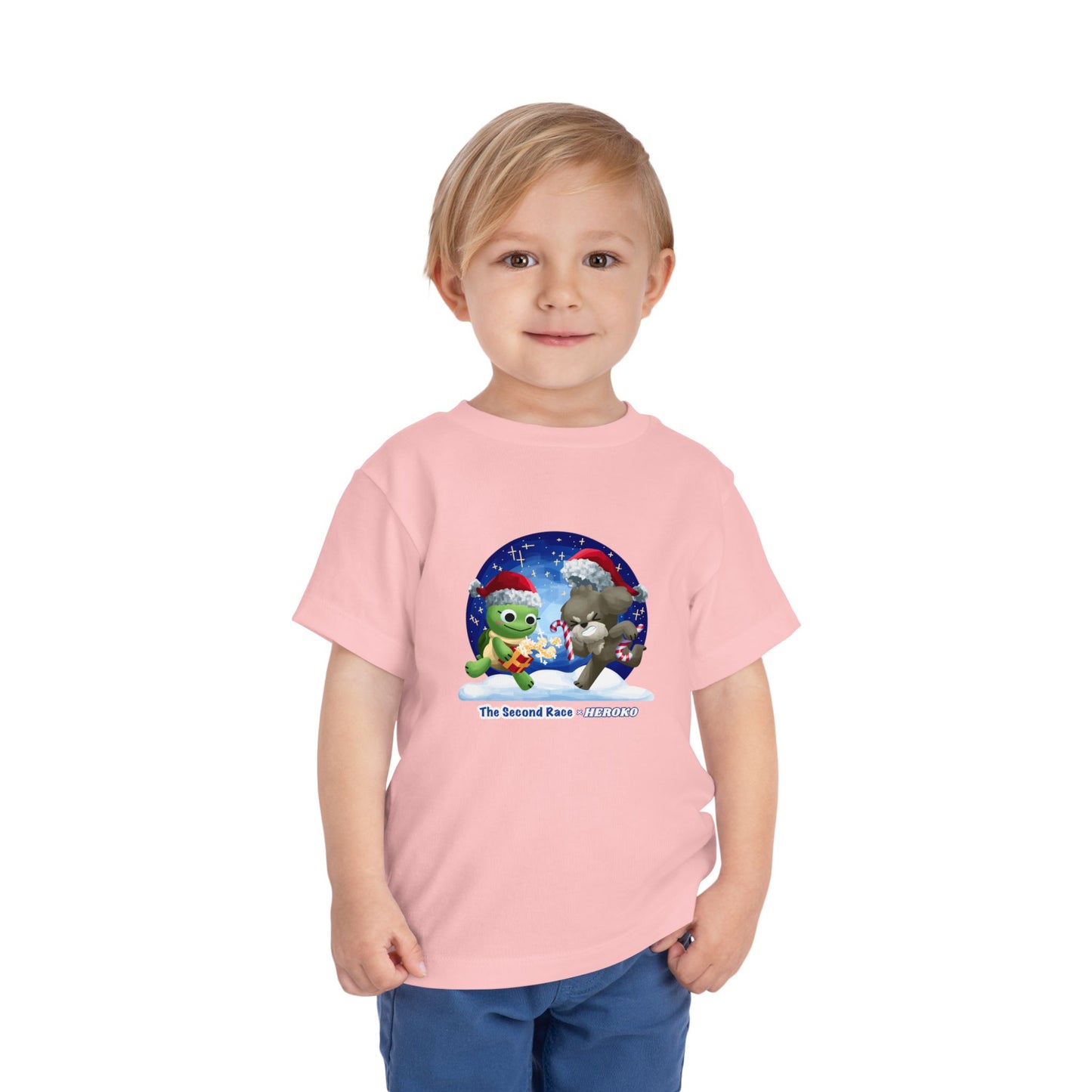Toddler Tee - Cute Christmas Turtle & Puppy in a Snow Globe Holiday Design