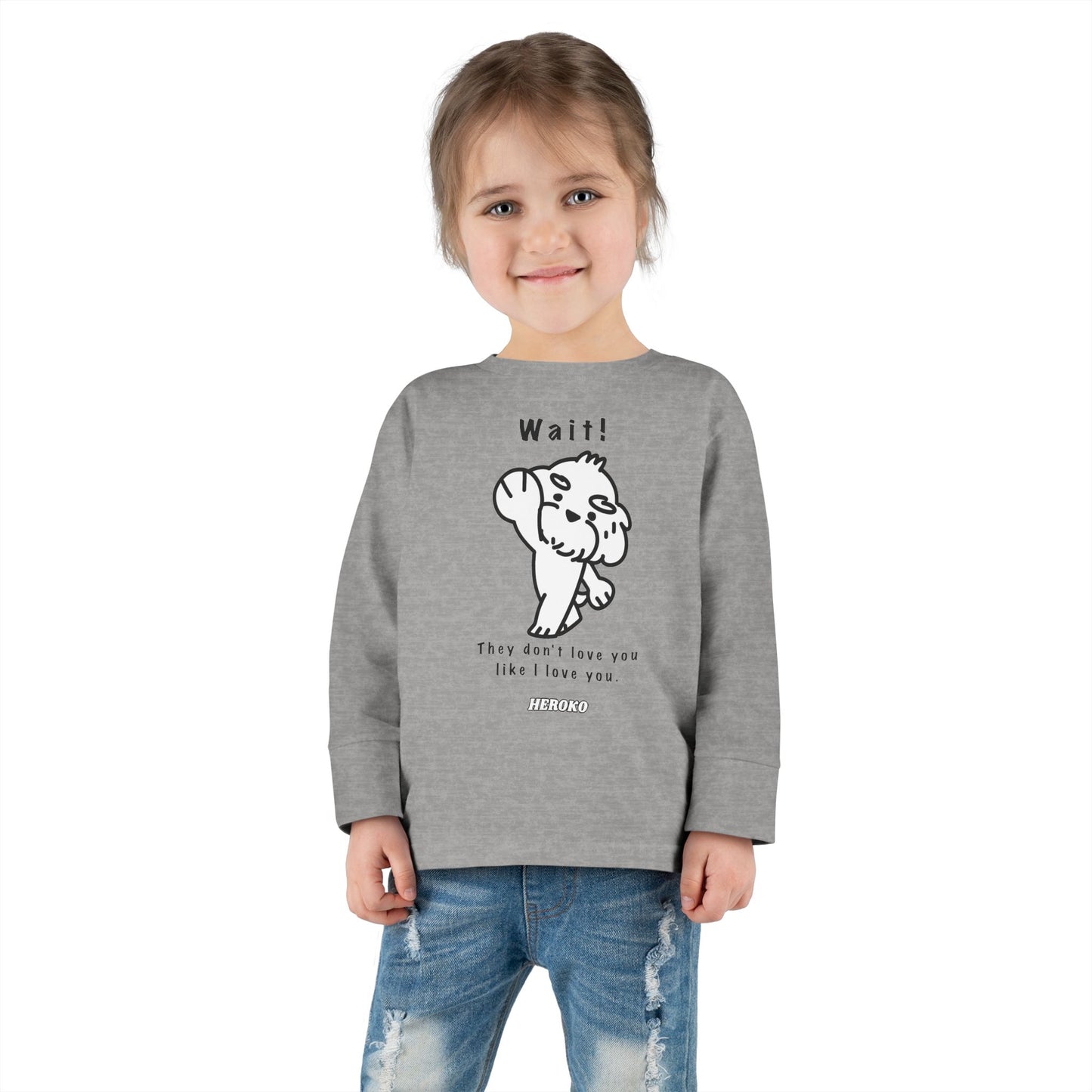 Toddler's WAIT! DOG MEME Long Sleeve Tee