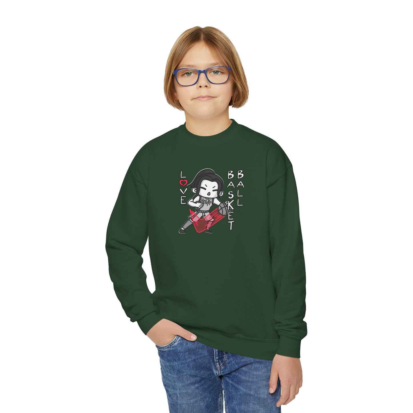 Youth GIRLS LOVE BASKETBALL Crewneck Sweatshirt