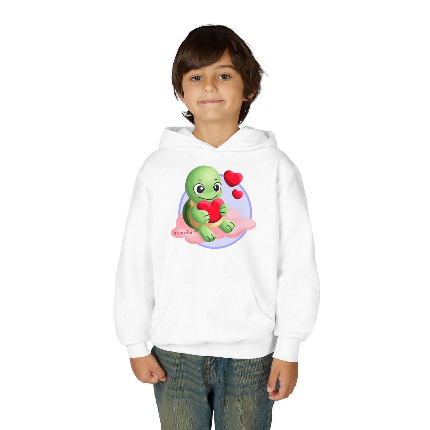 Kids Hoodie - Cute Turtle Valentine's Day Design