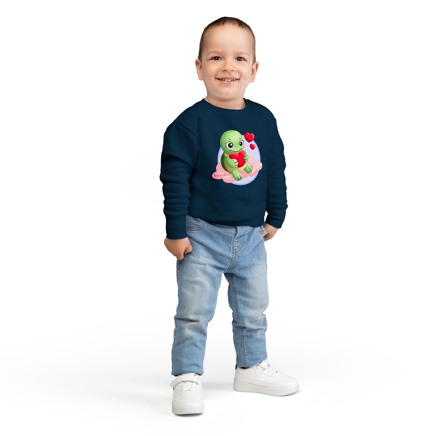 Toddler Sweatshirt  - Cute Turtle Valentine's Day Design