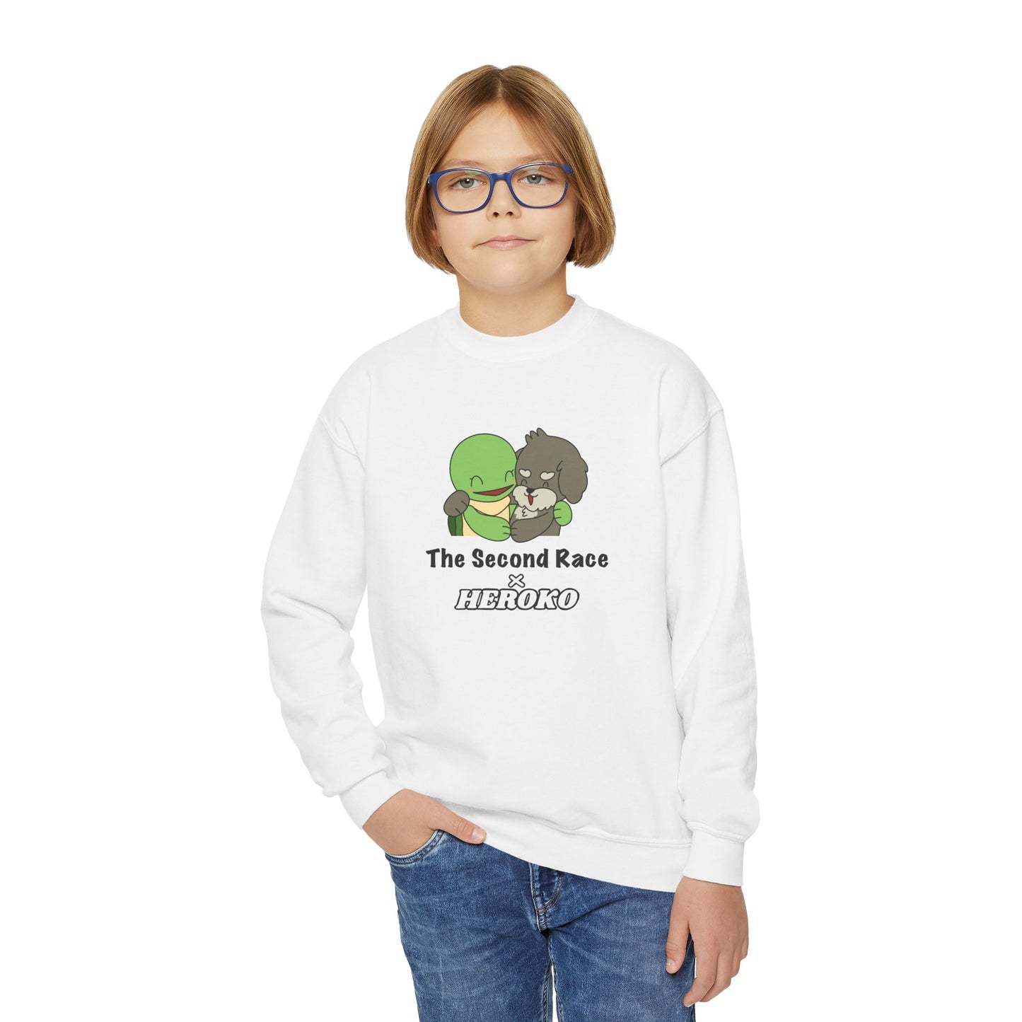 Kids Hugging Turtle & Puppy Crewneck Sweatshirt — The Second Race
