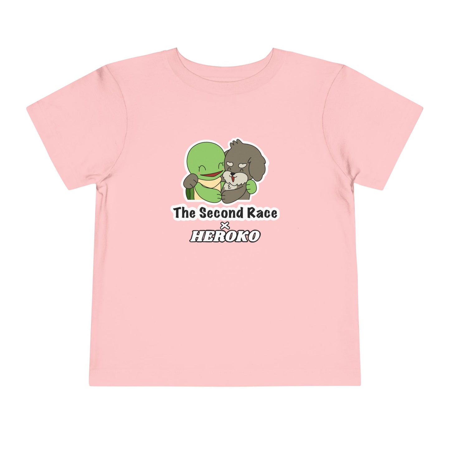 Toddler Tee — Cute "The Second Race" Cartoon Turtle & Puppy Graphic
