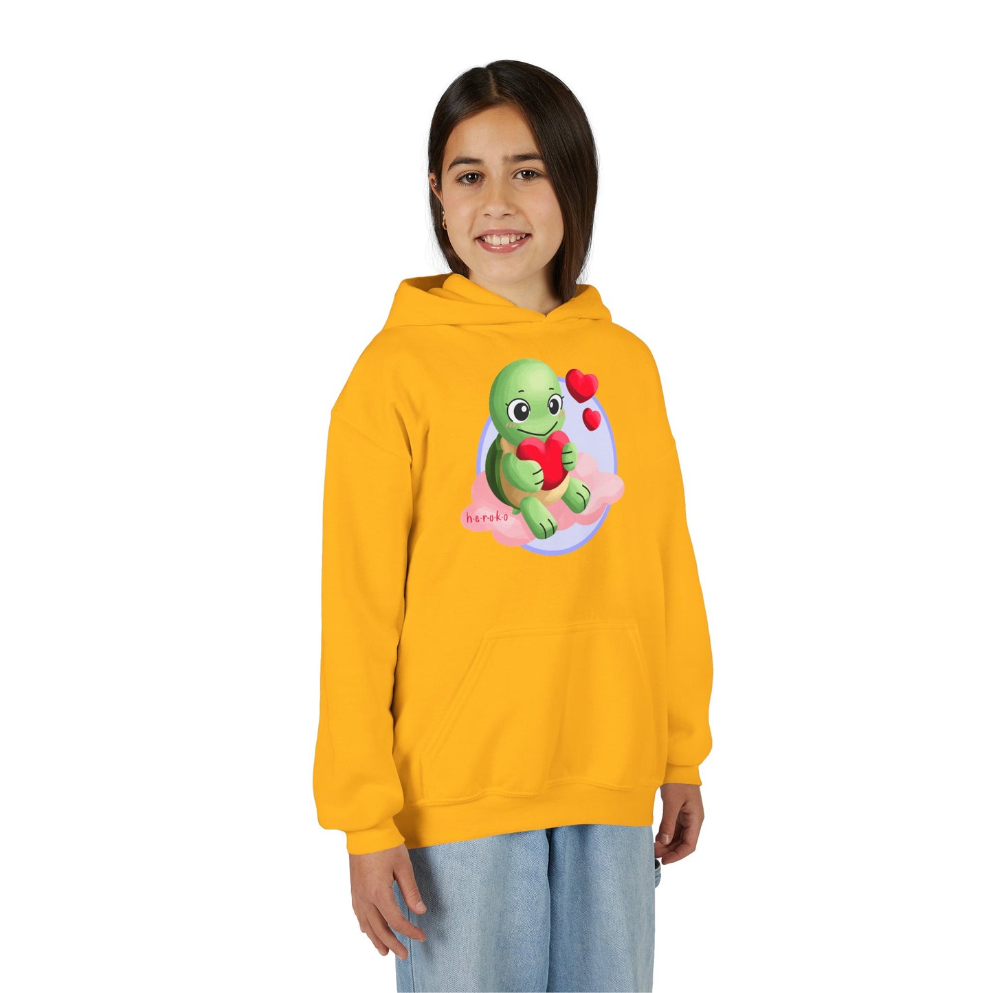 Kids Hoodie - Cute Turtle Valentine's Day Design