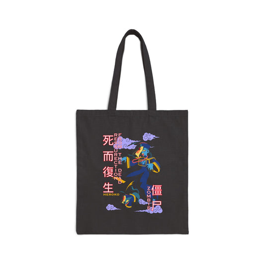 Spooky Canvas Tote Bag, Chinese Ancient Zombies Design