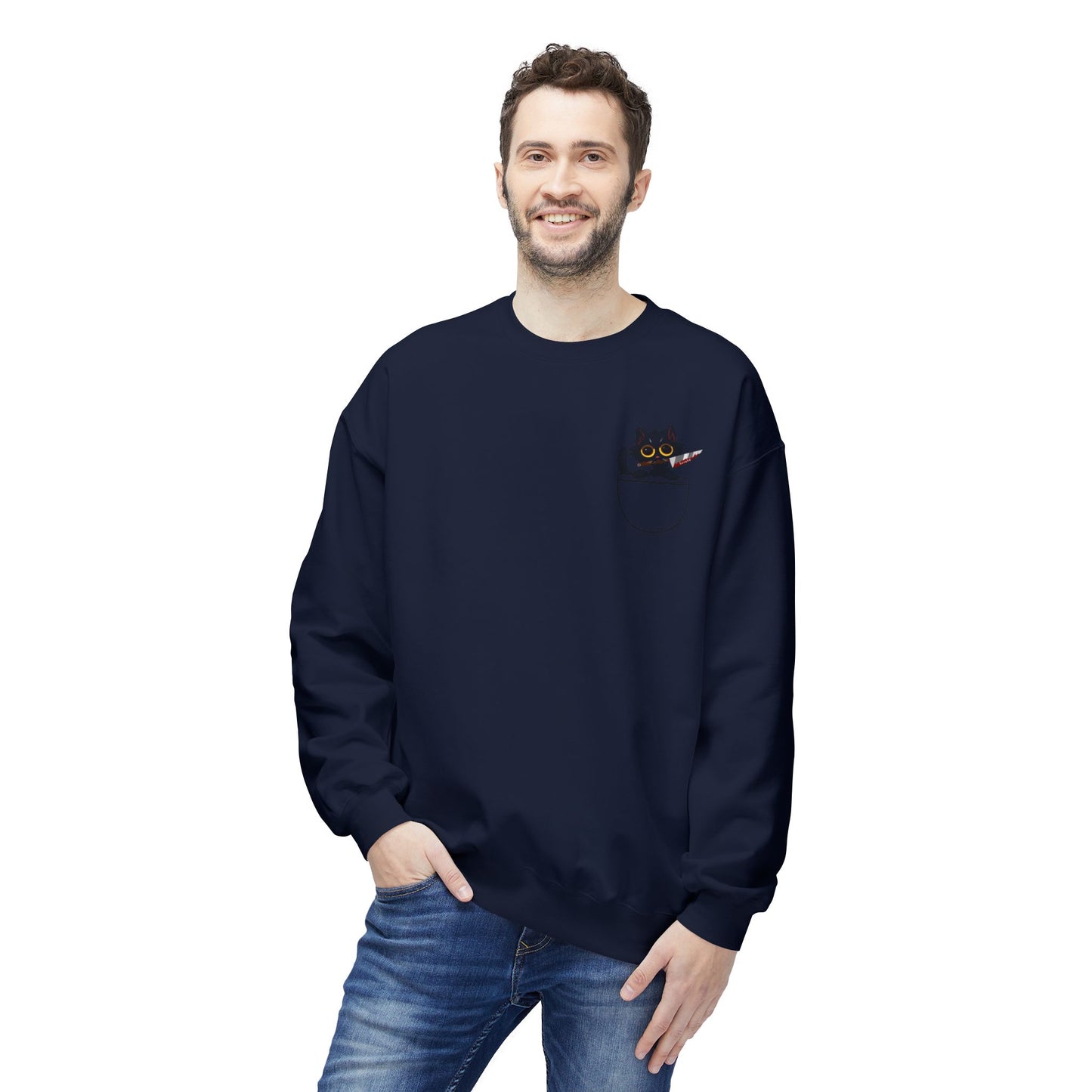 Adults BLACK CAT Fleece Crewneck Sweatshirt