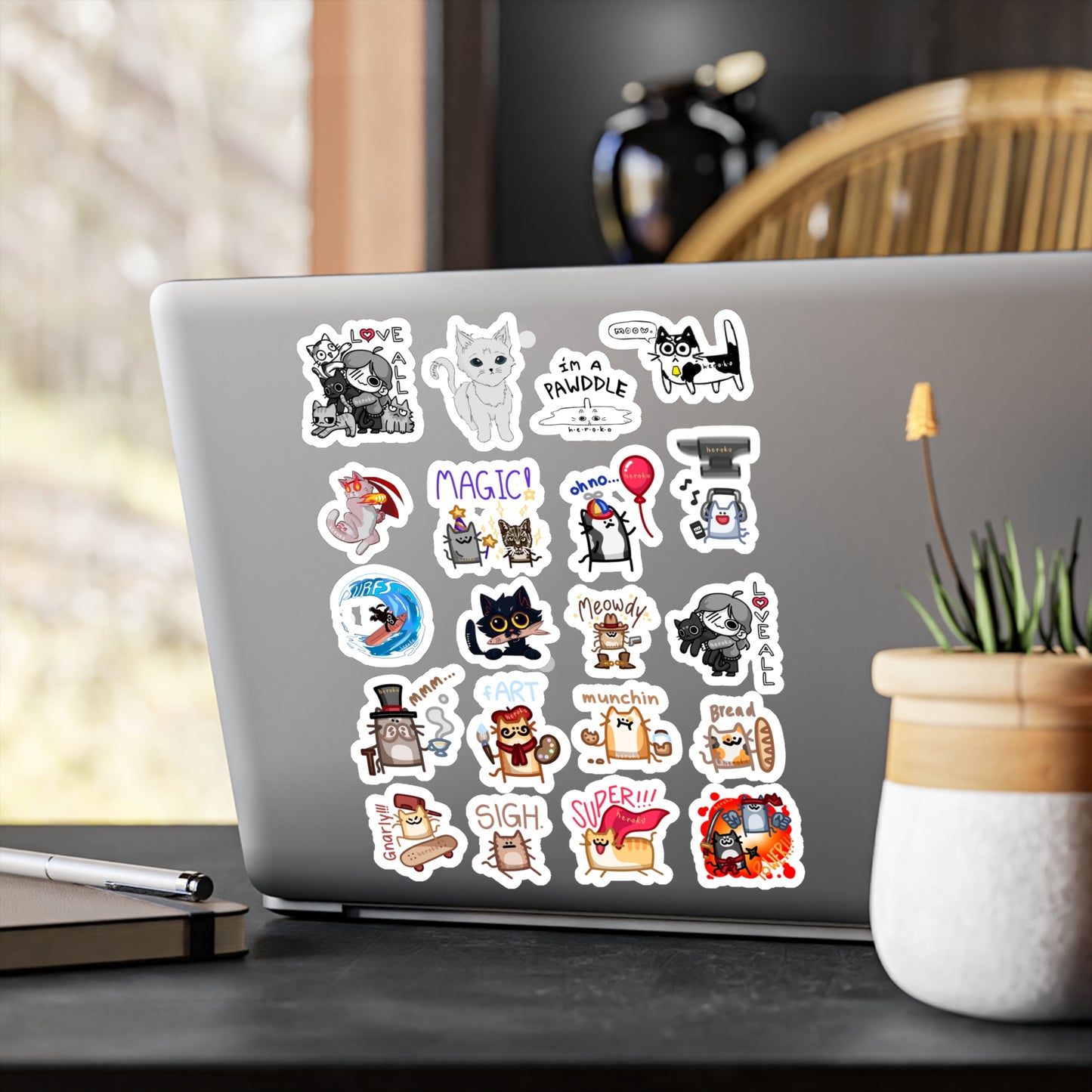 20 STICKERS -ALL CATS SET#5 Kiss-Cut Vinyl Decals