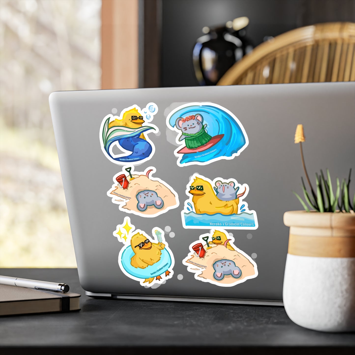 Summer Beach Theme STICKERS -SET Kiss-Cut Vinyl Decals