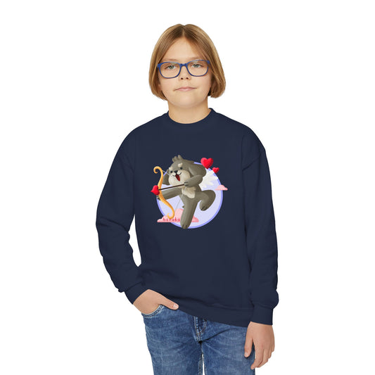 Kids Crewneck Sweatshirt  - Cute Dog Valentine's Day Design