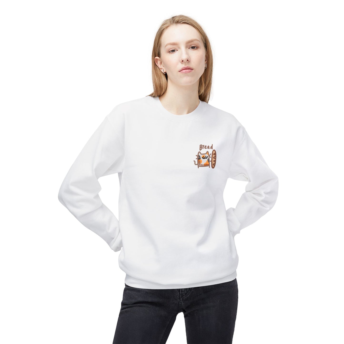 Adults CATS BREAD Fleece Crewneck Sweatshirt