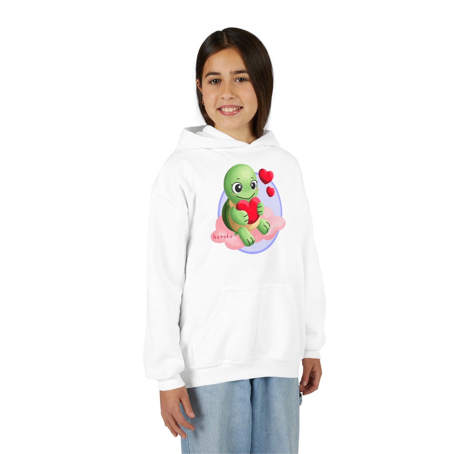 Kids Hoodie - Cute Turtle Valentine's Day Design