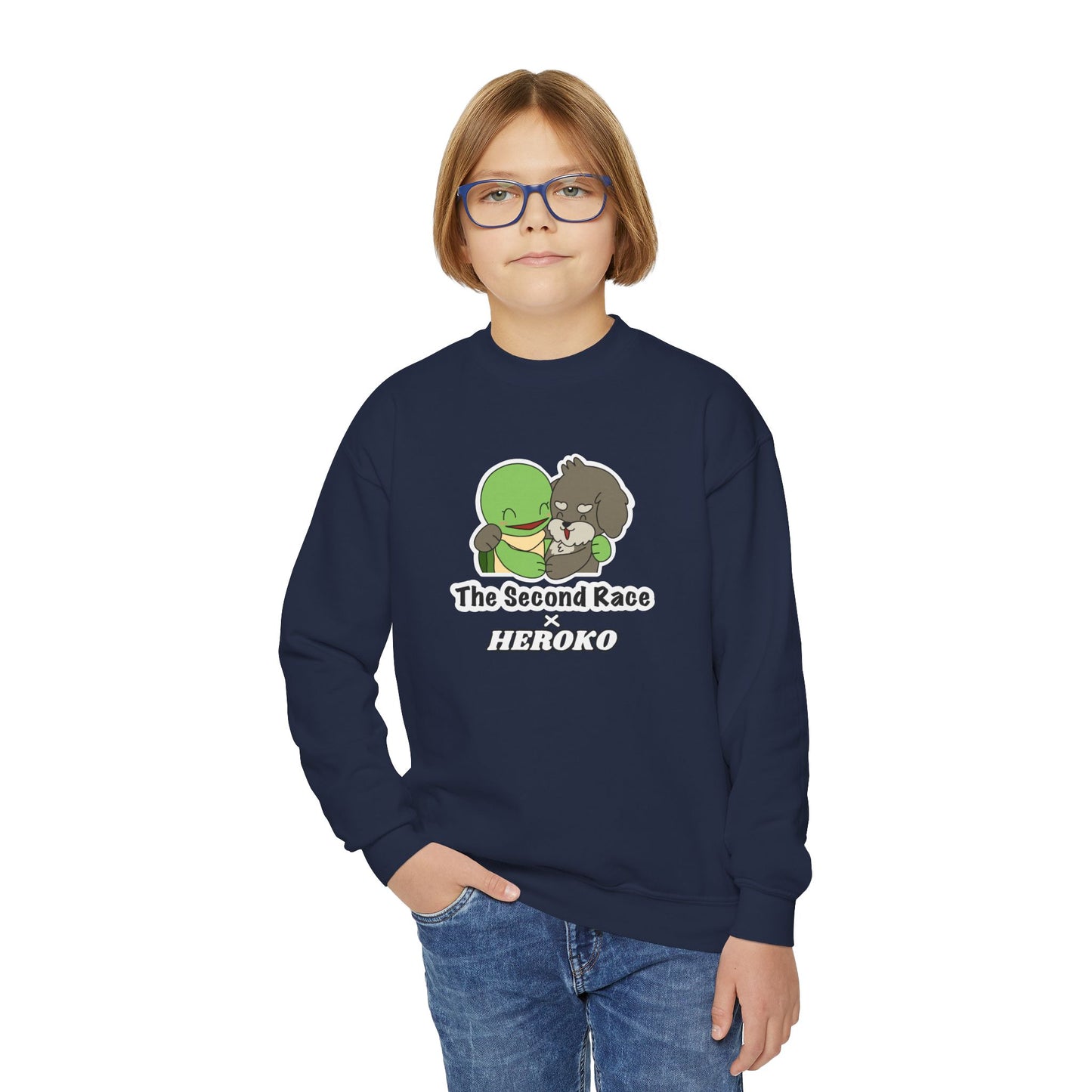 Kids Hugging Turtle & Puppy Crewneck Sweatshirt — The Second Race