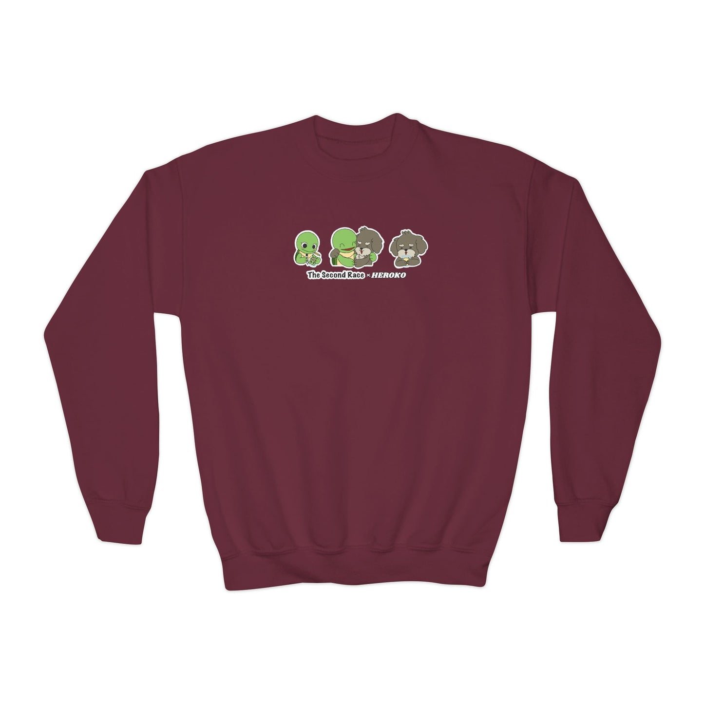 Kids Crewneck Sweatshirt — The Second Race: Turtle and Puppy