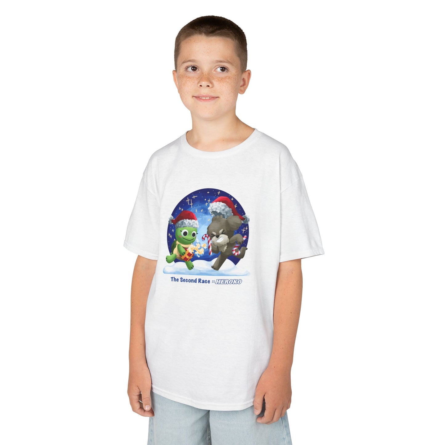 Kids Tee - Cute Holiday Turtle and Puppy in a Snow Globe from "The Second Race"