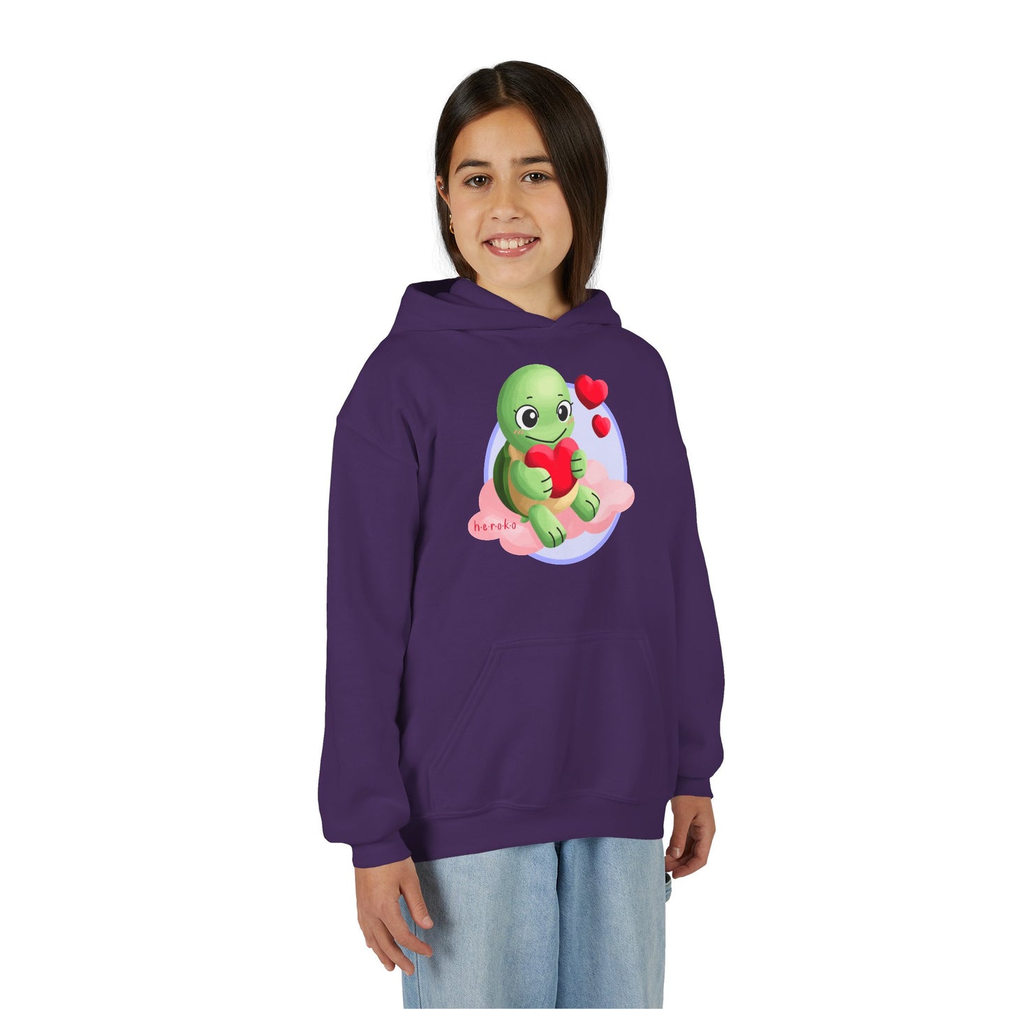 Kids Hoodie - Cute Turtle Valentine's Day Design