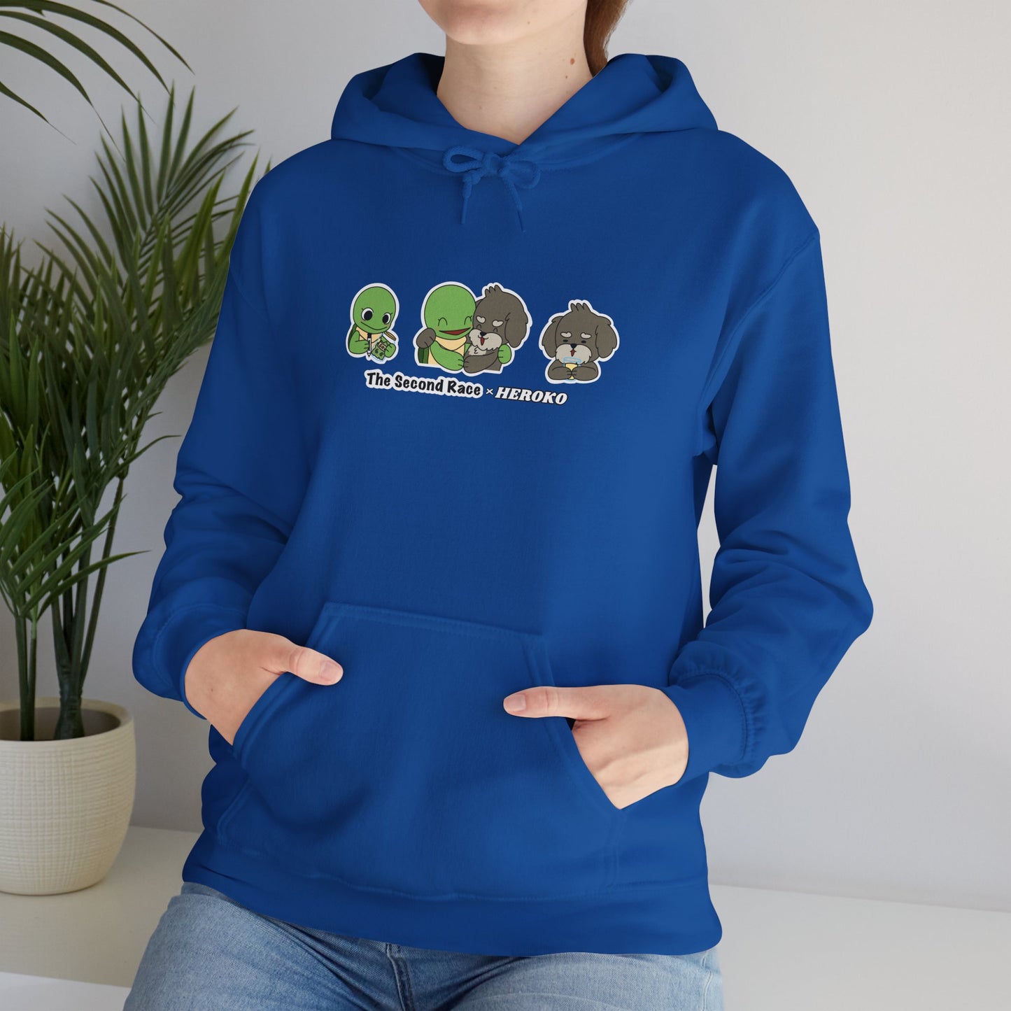 Adults Hoodie 'The Second Race' Turtle and Puppy Trio Sweatshirt