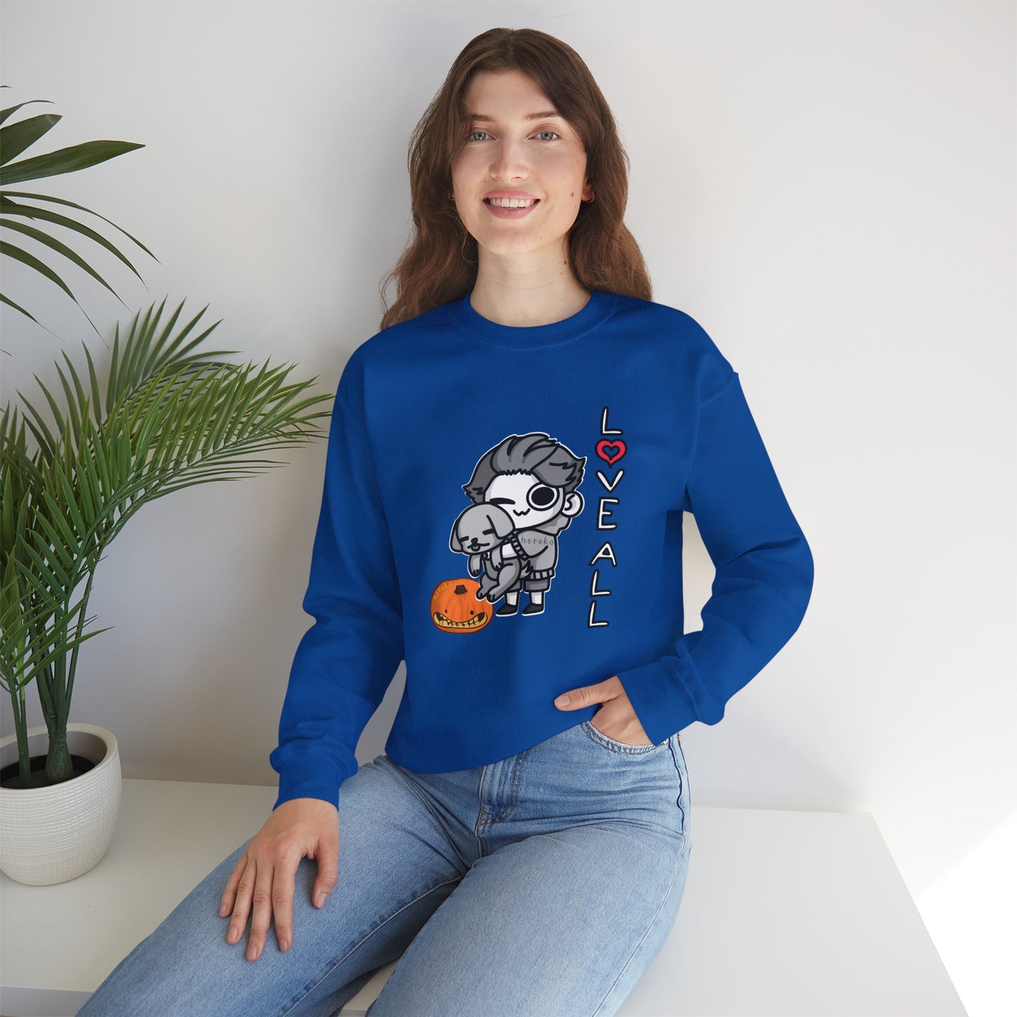 Adults LOVE ALL DOG ON PUMPKIN Crewneck Sweatshirt