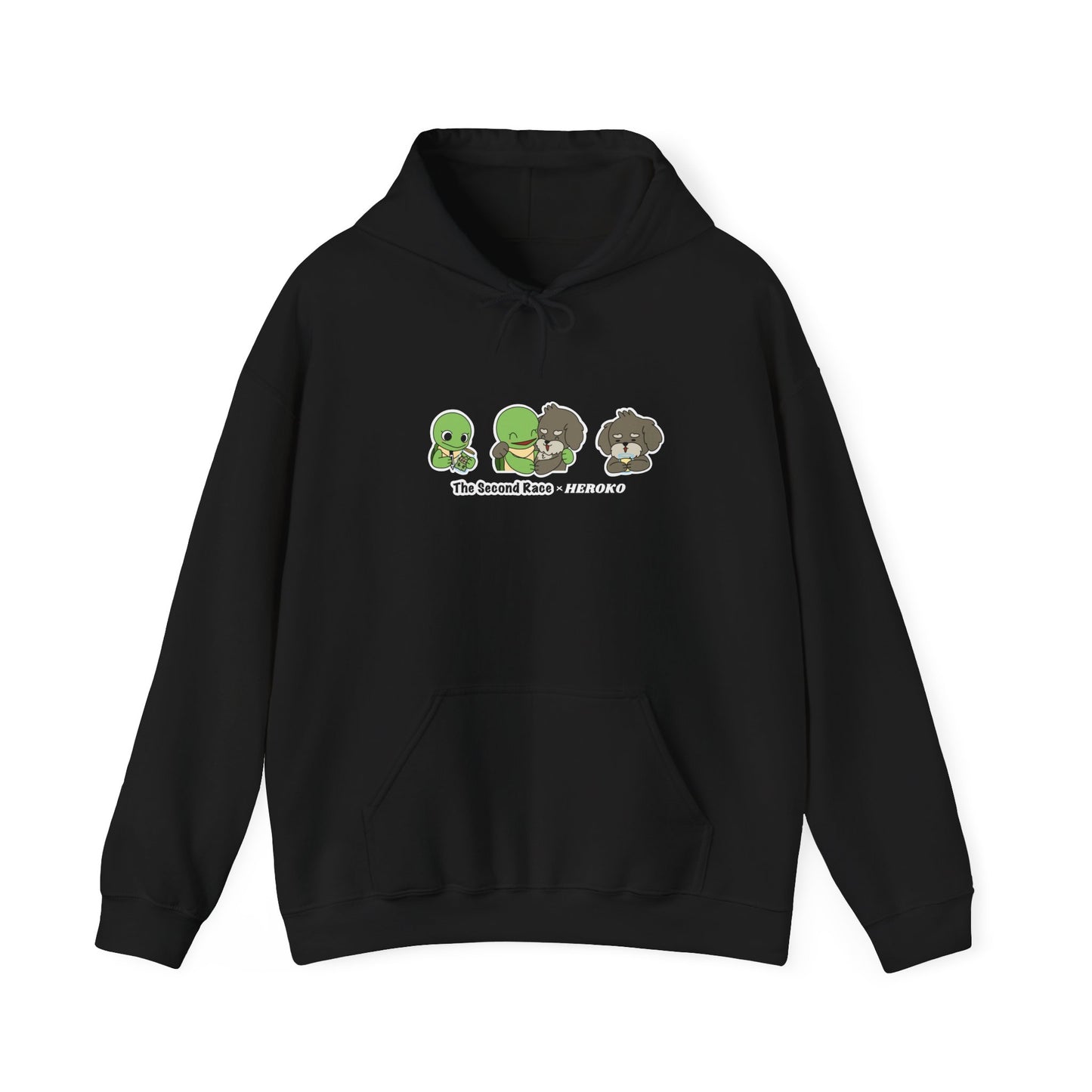 Adults Hoodie 'The Second Race' Turtle and Puppy Trio Sweatshirt