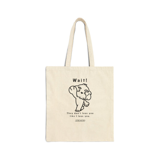 WAIT! DOG MEME Cotton Canvas Tote Bag