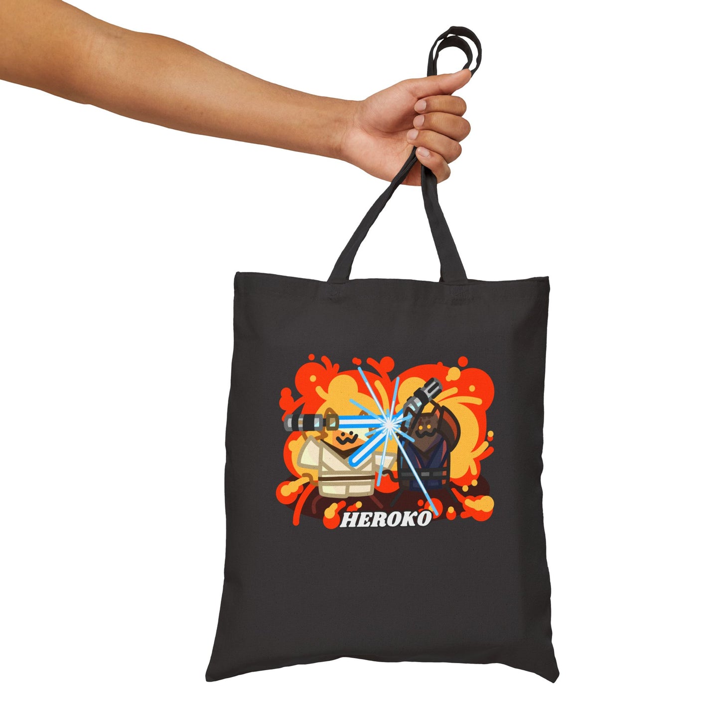 Jedi Cats Fighting Canvas Tote Bag
